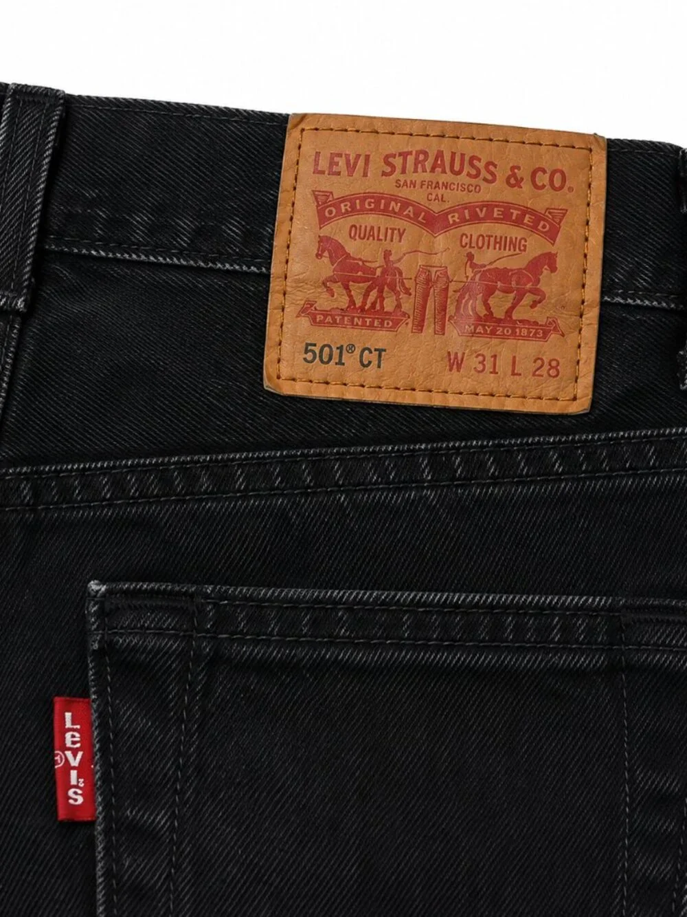 Levi’s 501 CT Black Cropped Jeans W38 L30 Raw Hem Button Fly